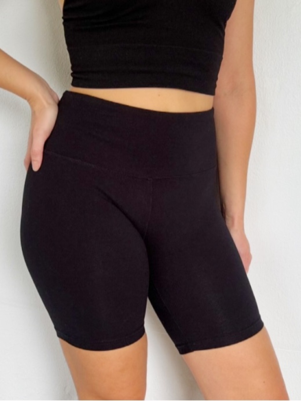 Jenni Intimates black high rise cotton stretch blend bike shorts size small